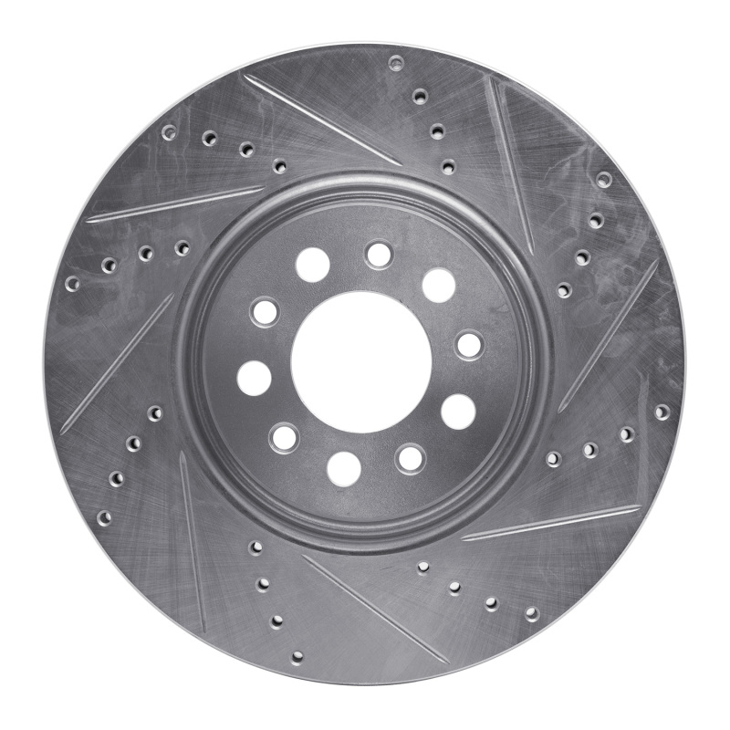 Alfa Romeo Tonale Brake Rotor (1) - Front Right - R1 Concepts - Drilled & Slotted - Silver - `14-`25